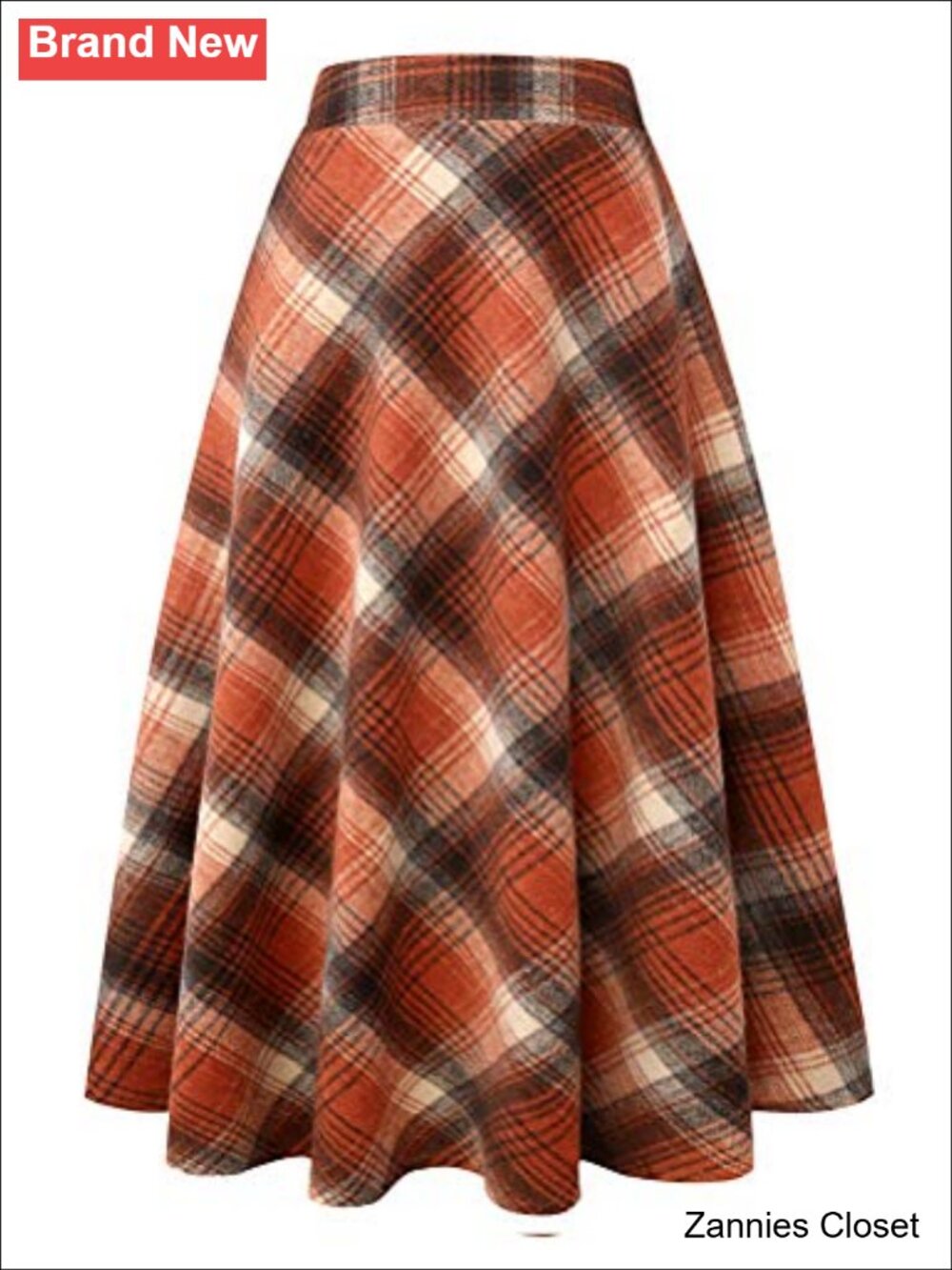 👻 IDEALSANXUN Plaid Wool A-Line Pleated Tartan Long Maxi Skirt